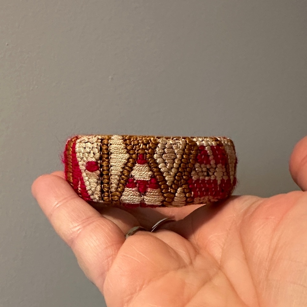 Handcrafted Woven Bracelet - Red and Gold Noonday Collection Cuff